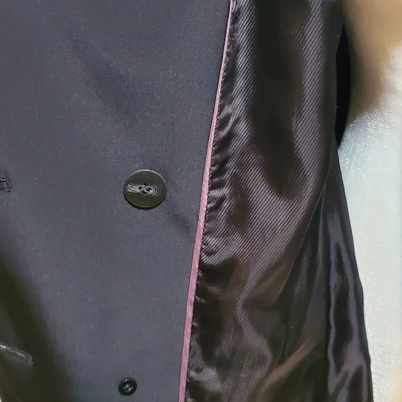 Calvin Klein Classic Black Double-Breasted Trench Coat - Picture 6 of 15